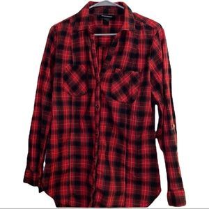 Plaid tunic button down shirt